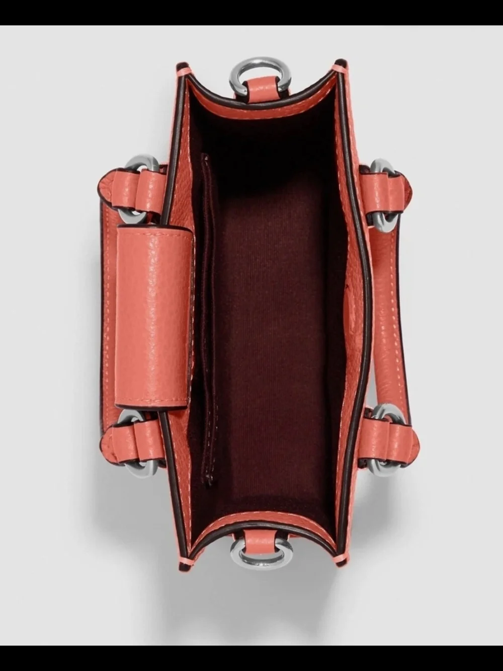 Coach Pebbled Leather Crossbody Phone Bag in Coral with Signature Strap